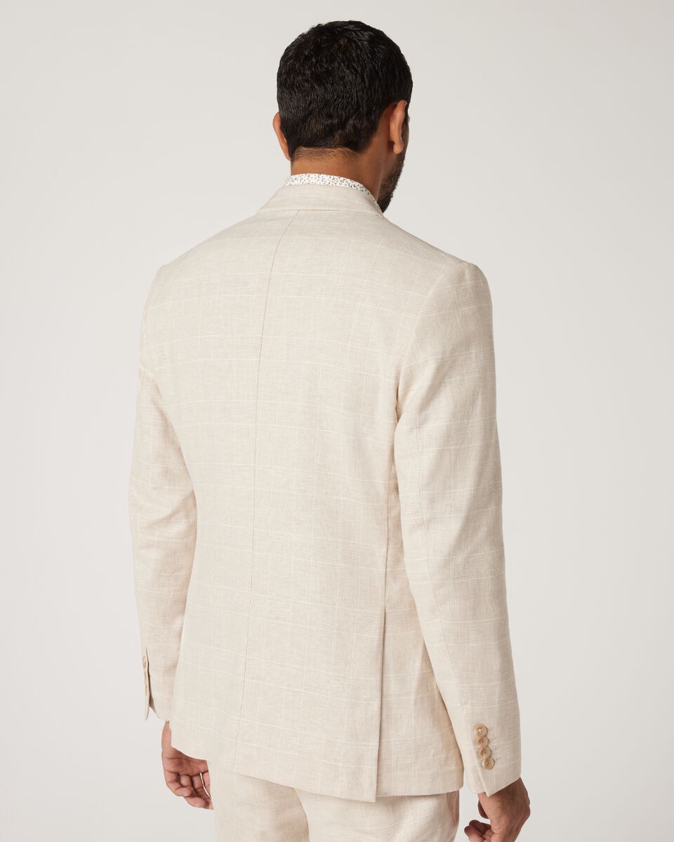 Slim Stretch Check Tailored Jacket, Natural Check, hi-res